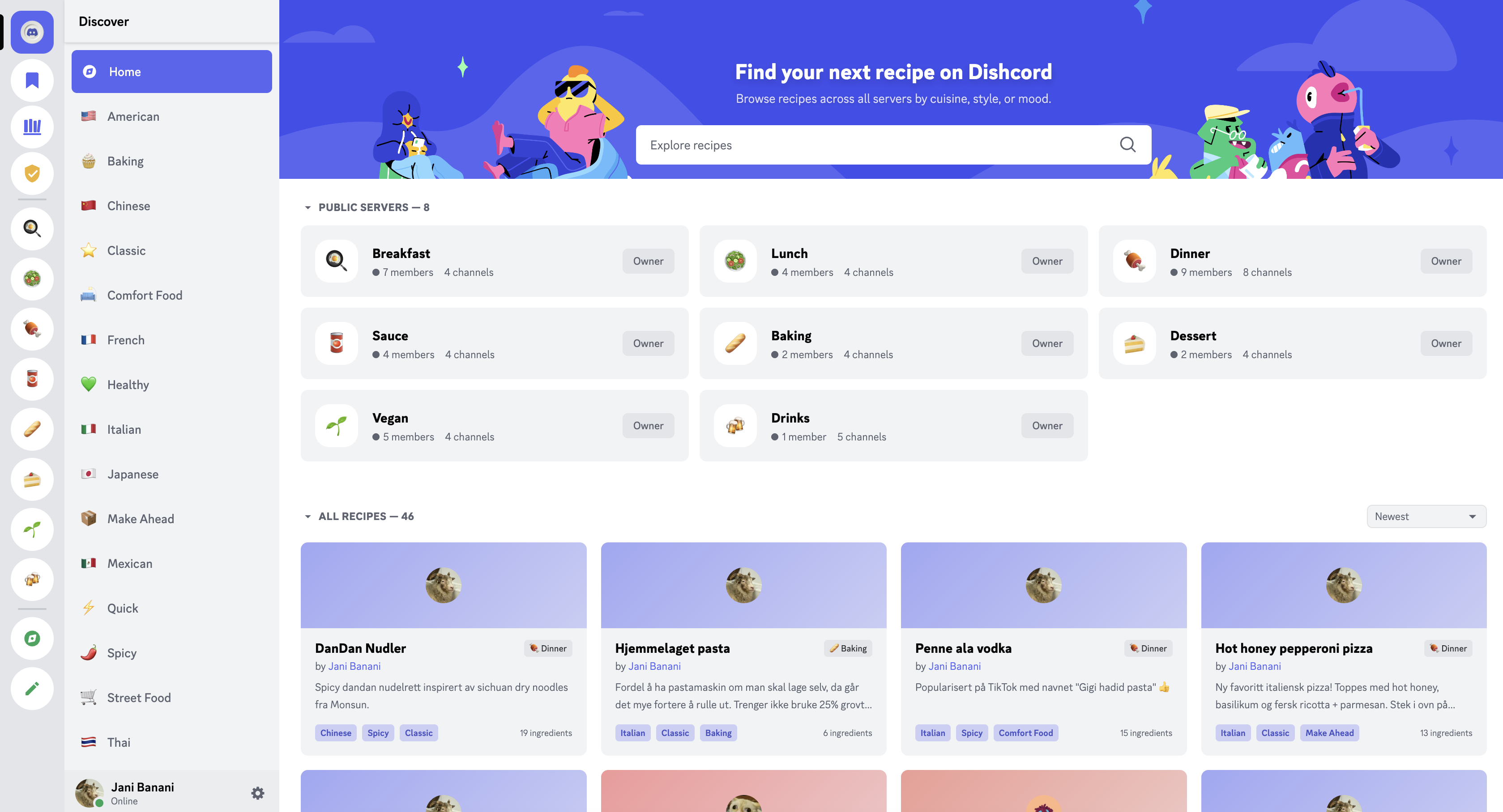 Online recipe platform